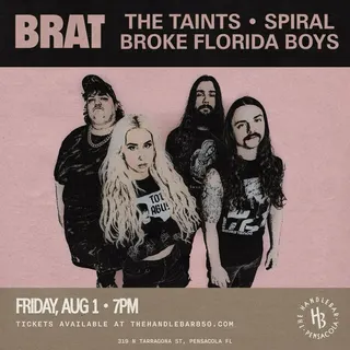 Show flyer, brat, the taints +2, Pensacola FL, Aug 1, 2025