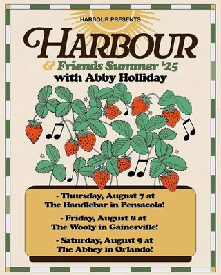 Show flyer, harbour, abby holliday +1, Pensacola FL, Aug 7, 2025