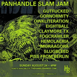 Show flyer, panhandle slam jam, Pensacola FL, Aug 24, 2025