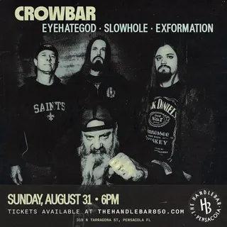 Show flyer, crowbar, eyehategod, Pensacola FL, Aug 31, 2025