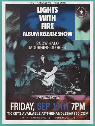 Show flyer, lights with fire, snow halo +1, Pensacola FL, Sep 19, 2025