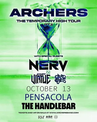 Show flyer, archers, nerv +2, Pensacola FL, Oct 13, 2025