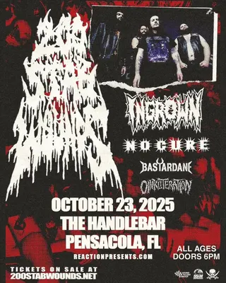 Show flyer, 200 stab wounds, ingrown +2, Pensacola FL, Oct 23, 2025