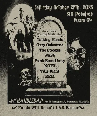 Show flyer, halloween cover show, Pensacola FL, Oct 25, 2025