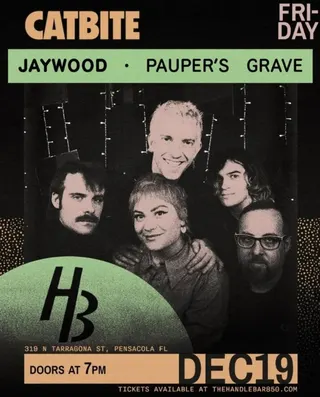 Show flyer, catbite, jaywood +1, Pensacola FL, Dec 19, 2025