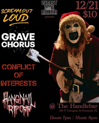 Show flyer, grave chorus, conflict of interest +1, Pensacola FL, Dec 21, 2025