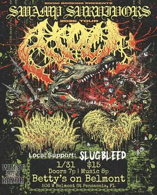 Show flyer, slugbleed, Pensacola FL, Jan 31, 2026