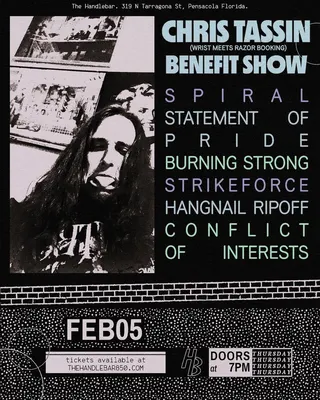 Show flyer, spiral, statement of pride +4, Pensacola FL, Feb 5, 2026