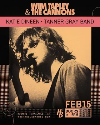 Show flyer, wim tapley & the cannons, katie dineen +1, Pensacola FL, Feb 15, 2026