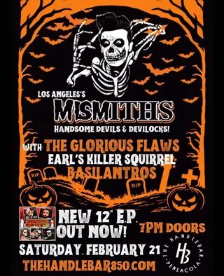 Show flyer, mismiths, glorious flaws +2, Pensacola FL, Feb 21, 2026