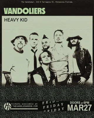 Show flyer, vandoliers, heavy kid, Pensacola FL, Mar 27, 2026