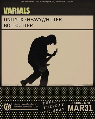 Show flyer, varials, unitytx +2, Pensacola FL, Mar 31, 2026