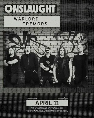 Show flyer, onslaught, warlord +2, Pensacola FL, Apr 11, 2026