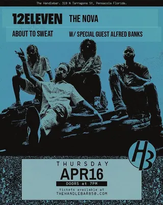 Show flyer, 12eleven, the nova +2, Pensacola FL, Apr 16, 2026