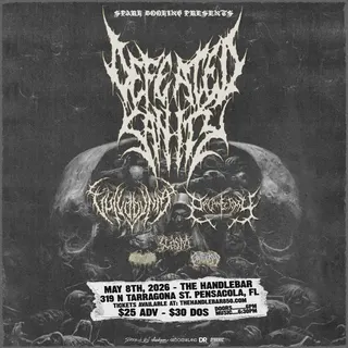 Show flyer, defeated sanity, vulvodynia +4, Pensacola FL, May 8, 2026