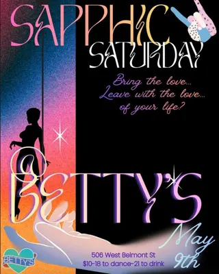 Show flyer, sapphic saturday, Pensacola FL, May 9, 2026
