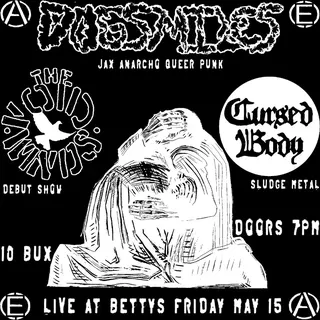 Show flyer, dog smiles, the void winds +1, Pensacola FL, May 15, 2026