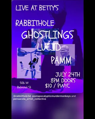Show flyer, rabbithole, ghostlings +2, Pensacola FL, Jul 24, 2026
