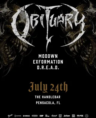 Show flyer, obituary, modown +2, Pensacola FL, Jul 24, 2026