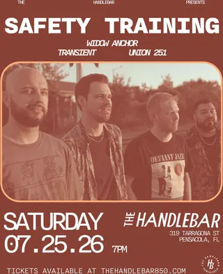 Show flyer, safety training, widow anchor +2, Pensacola FL, Jul 25, 2026