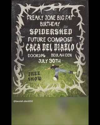 Show flyer, spidershed, bastardson +1, Pensacola FL, Jul 30, 2026
