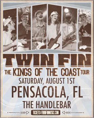Show flyer, twin fin, Pensacola FL, Aug 1, 2026