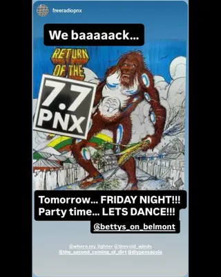 Show flyer, betty's on belmont, Pensacola FL, Aug 7, 2026
