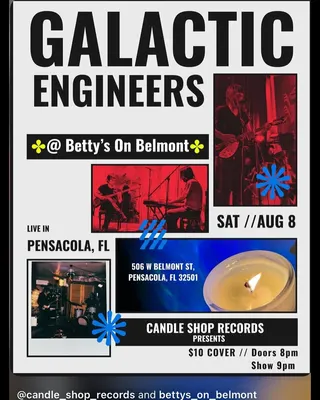 Show flyer, betty's on belmont, Pensacola FL, Aug 8, 2026