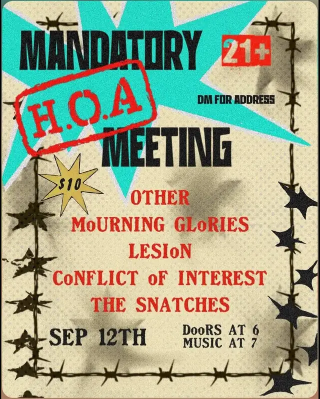 Show flyer for The HOA in Pensacola, FL, Sep 12, 2026