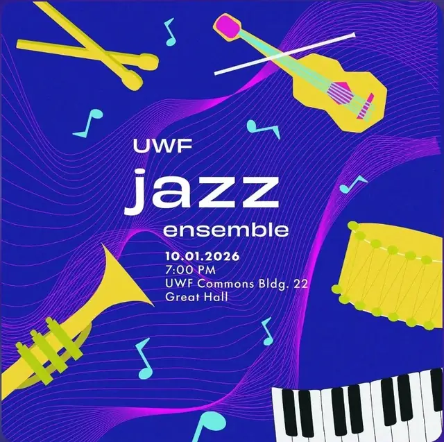 Show flyer for UWF Jazz Ensemble in Pensacola, FL, Oct 1, 2026