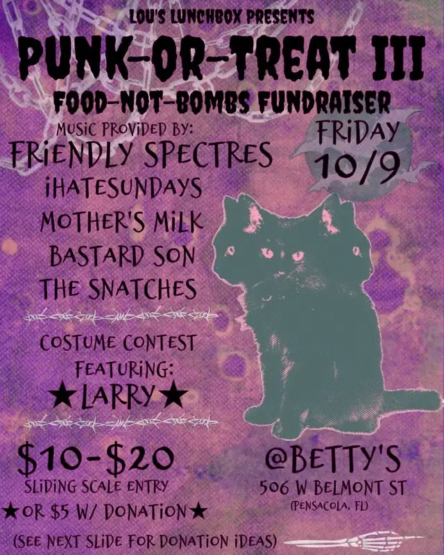 Show flyer, betty's on belmont, Pensacola FL, Oct 9, 2026
