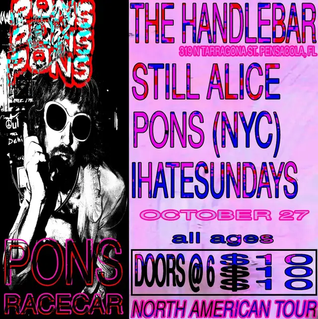 Show flyer, the handlebar, Pensacola FL, Oct 27, 2026