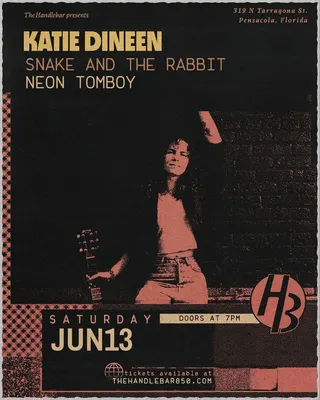 Show flyer, katie dineen, snake +2, Pensacola FL, Jun 13, 2026
