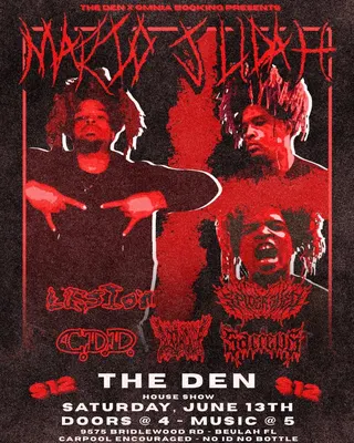 Show flyer, mario judah, lesion +2, Pensacola FL, Jun 13, 2026
