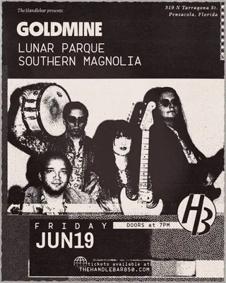 Show flyer, goldmine, lunar parque +1, Pensacola FL, Jun 19, 2026