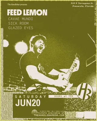Show flyer, feed lemon, cavae mundi +2, Pensacola FL, Jun 20, 2026