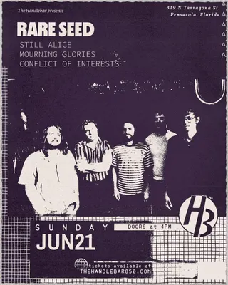 Show flyer, rare seed, still alice +2, Pensacola FL, Jun 21, 2026