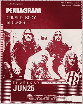 Show flyer, pentagram, cursed body +1, Pensacola FL, Jun 25, 2026